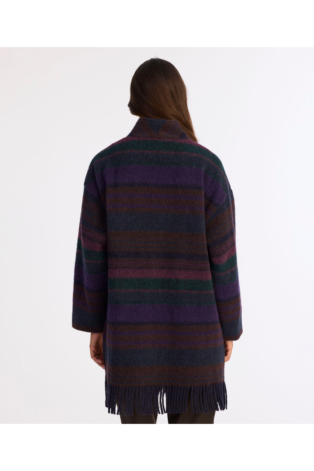 Yargıcı  Geniş Şal Yaka Uzun Kol Palto - Görsel 6