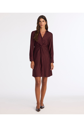 Yargıcı Düz V Yaka Uzun Kol Elbise