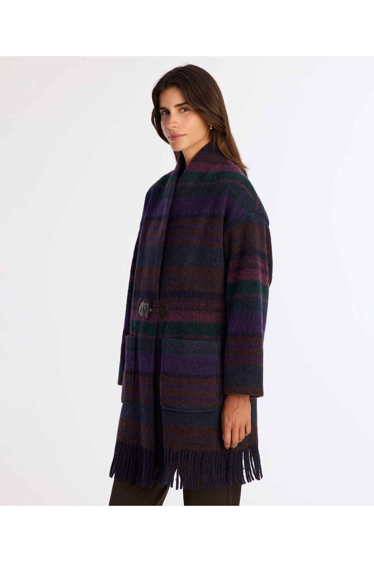 Yargıcı  Geniş Şal Yaka Uzun Kol Palto - Görsel 4