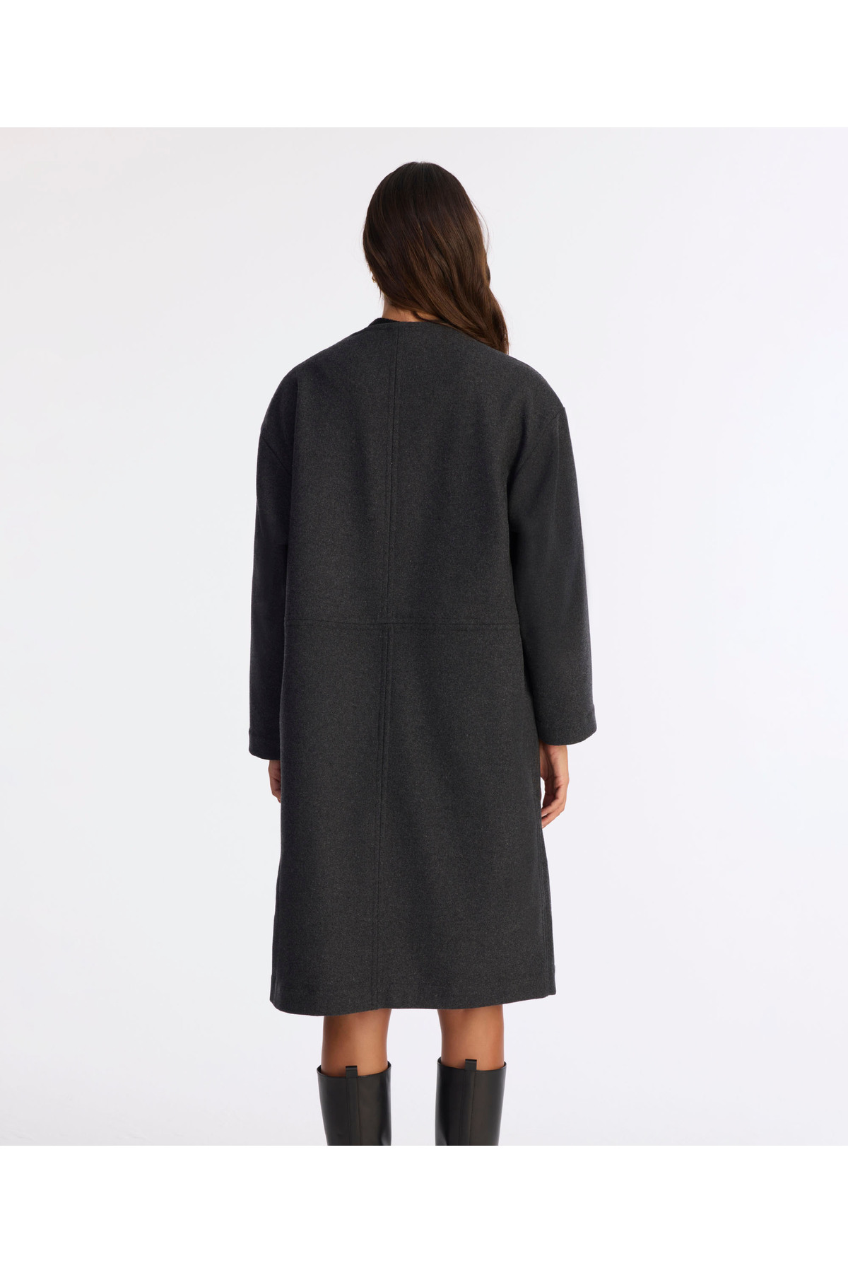 Yargıcı  Geniş Şal Yaka Uzun Kol Palto - Görsel 5