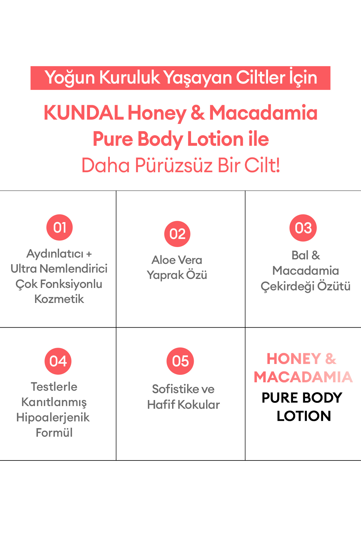 Nemlendirici ve Besleyici Vücut Losyonu KUNDAL Honey & Macadamia Pure Body Lotion (Cherry Blossom) — 7210 — تصویر 6 از 9