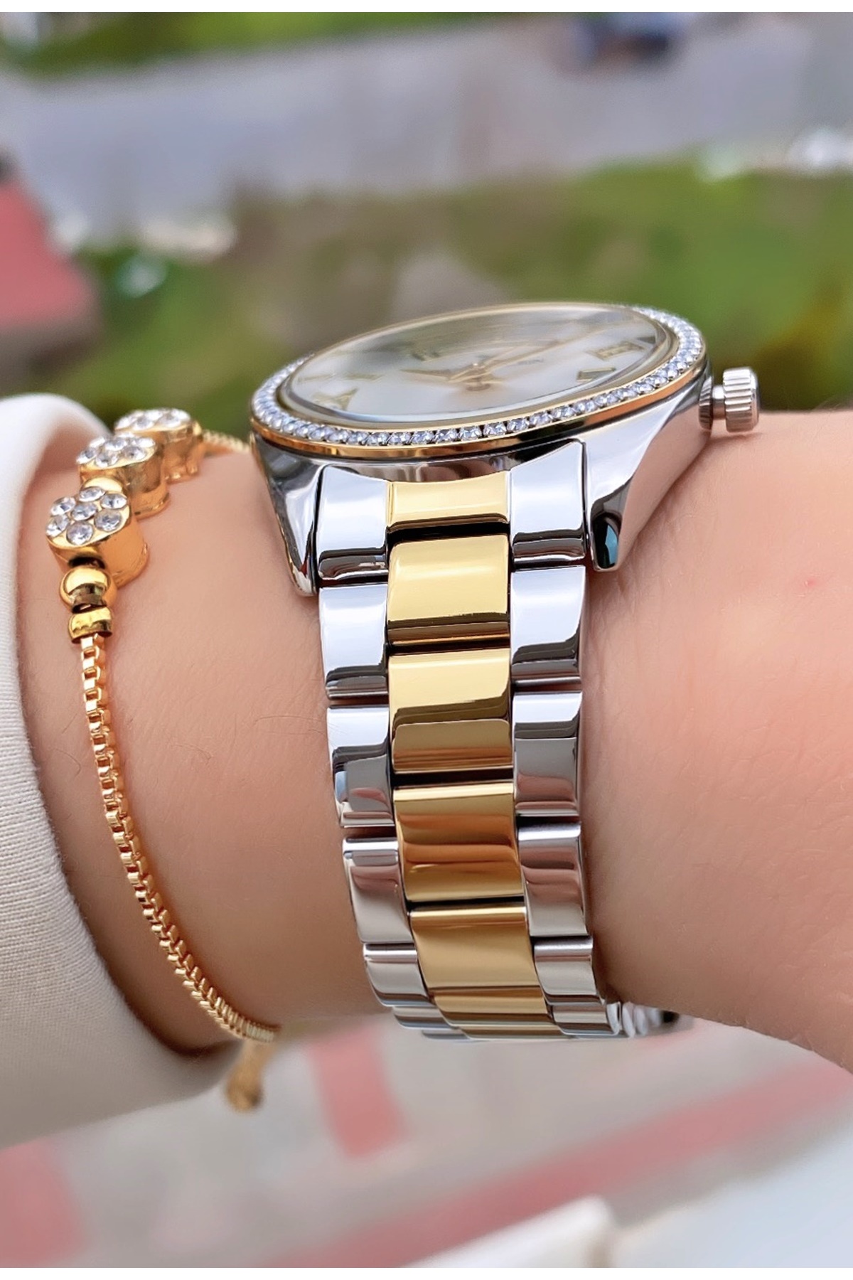 Daniel Klein  Marka Sarı Gümüş Renk 2 Yıl Garantili Kadın Kol Saati - Bileklik Hediyeli - Görsel 4