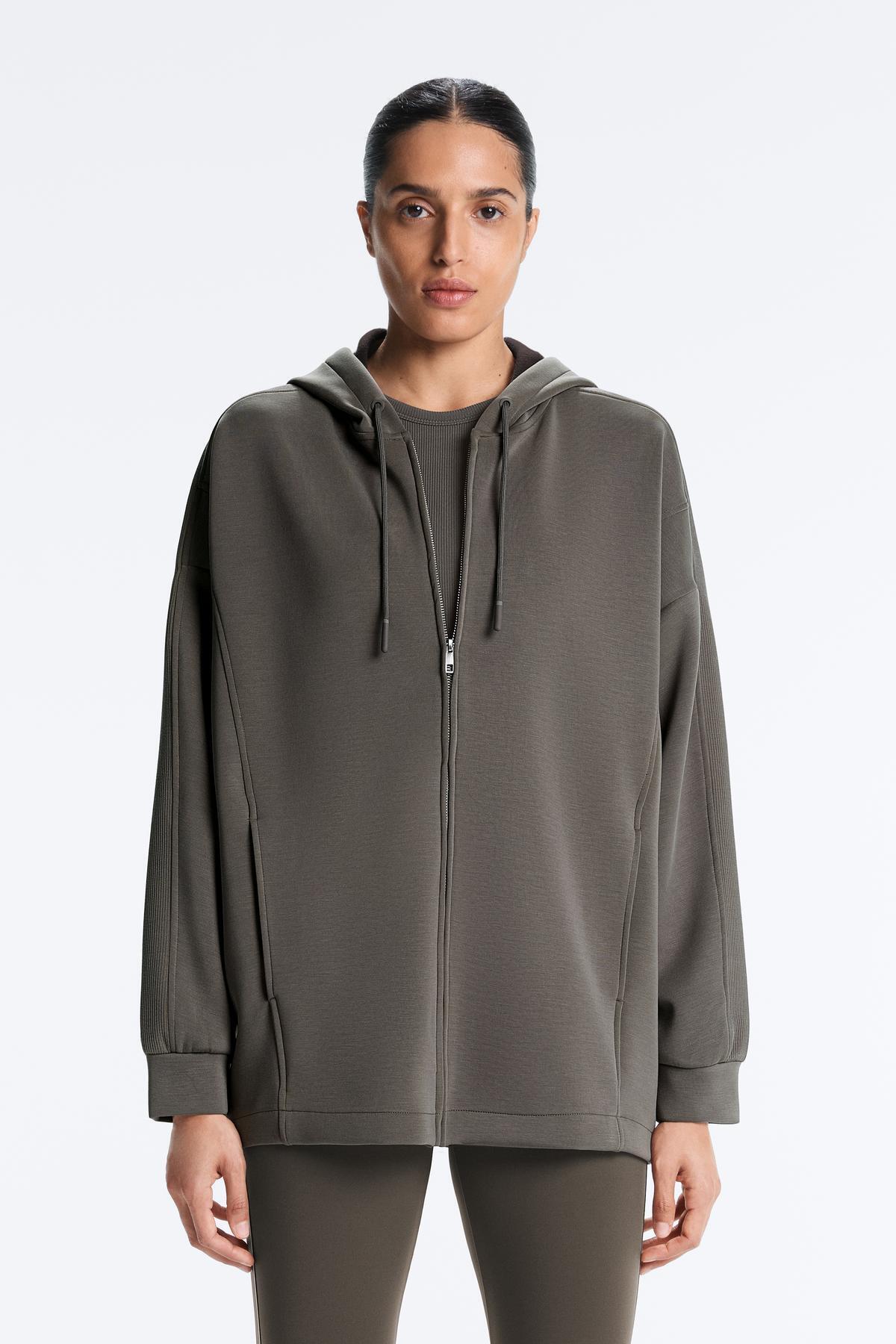 Detailed modal brushed jacket with hooded long cord
