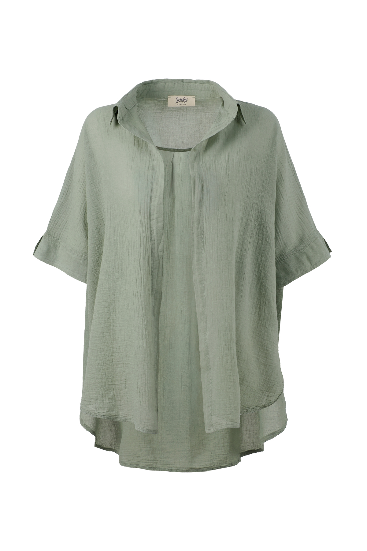 Thin Buttonless Oversized Shirt Seaweed Green