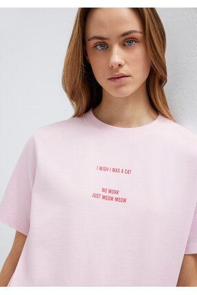 Mavi Slogan Baskılı Pembe Tişört Regular Fit / Normal Kesim 1614011-86953