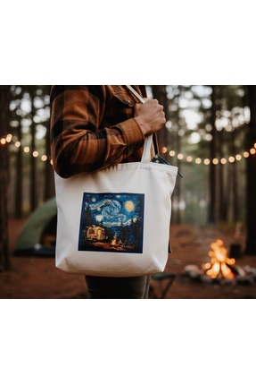 Yes But Ai Art Dikey I %100 Ham Gabardin Kumaş Çanta I Camping I 35x45cm Cüzd...