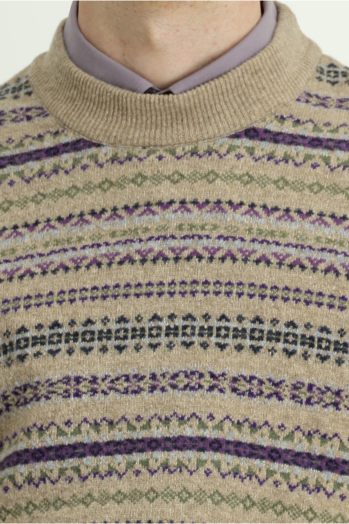 Kiğılı  Bisiklet Yaka Regular Fit Desenli Yünlü Triko Kazak - Görsel 7