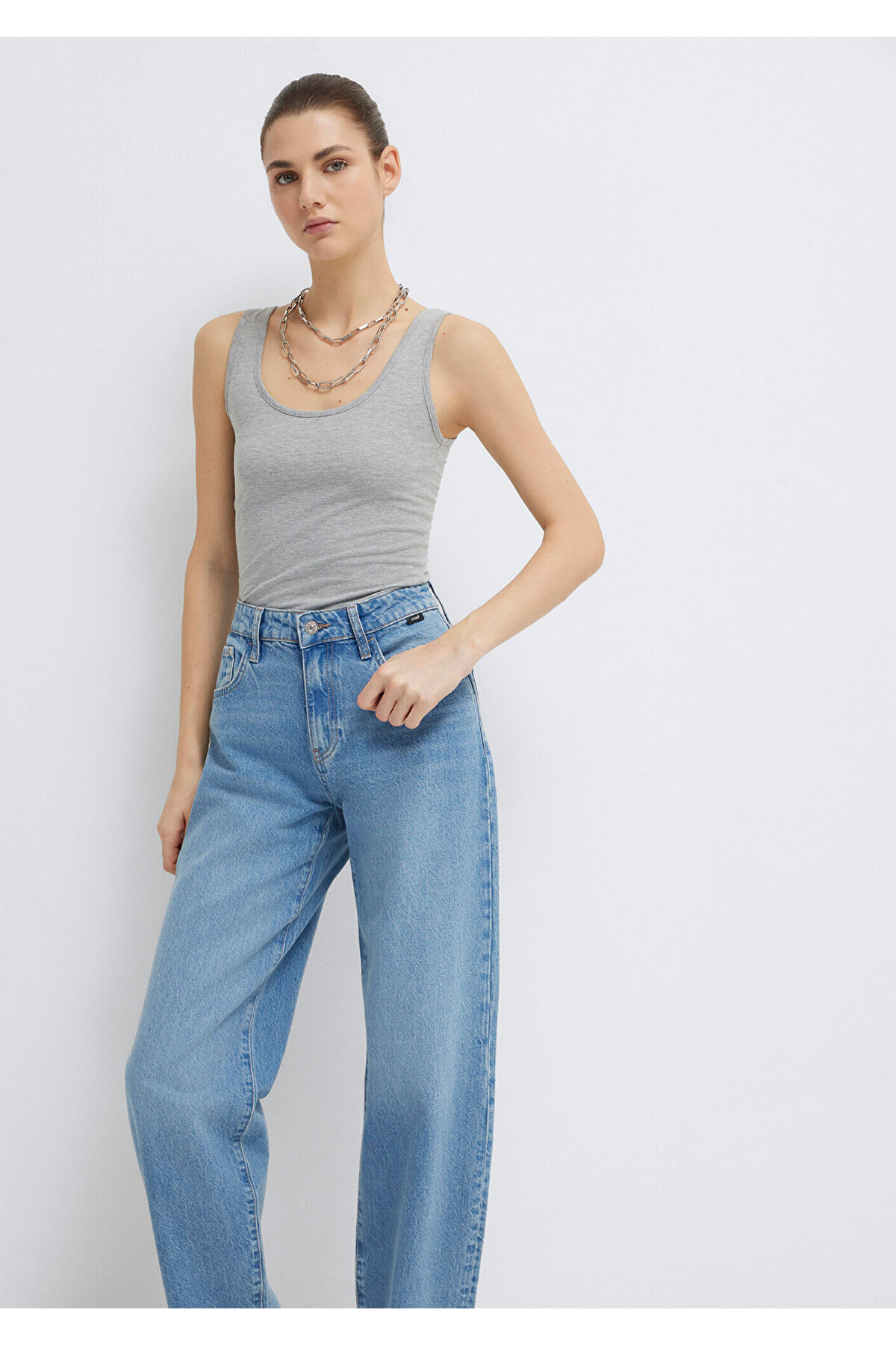 Mavi  2li Gri Lacivert Kadın Basic Atlet Fitted / Vücuda Oturan Kesim 1611367-70490 - Görsel 2