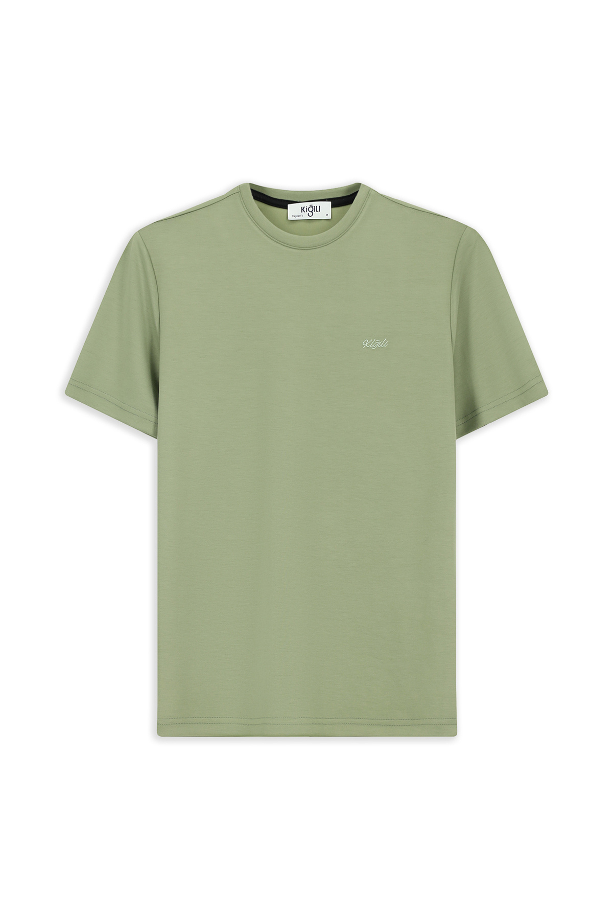 Kiğılı  Bisiklet Yaka Regular Fit Nakışlı Likralı Esnek Tişört