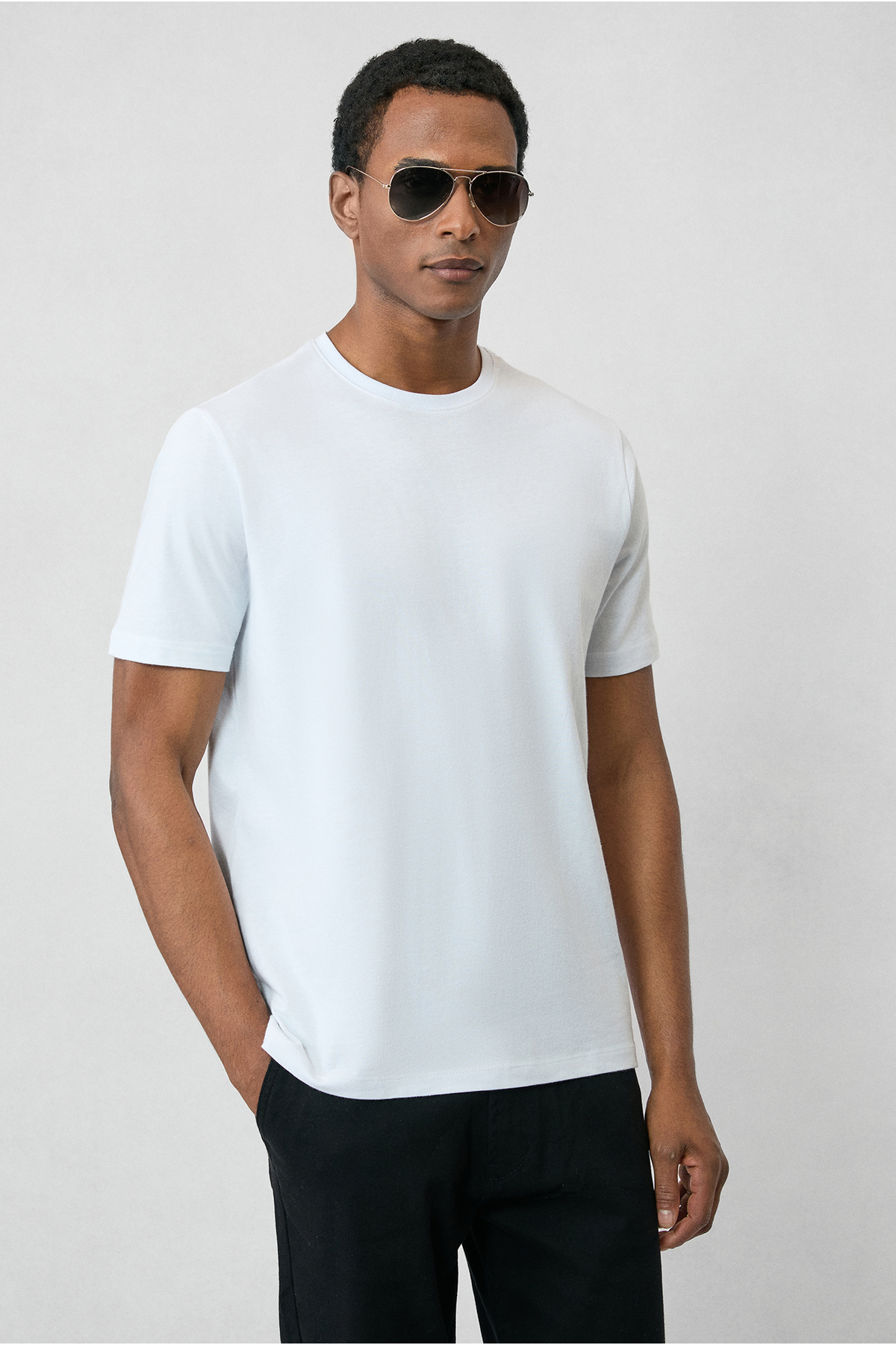 Kiğılı  Bisiklet Yaka Slim Fit %100 Pamuk Tişört - Görsel 6