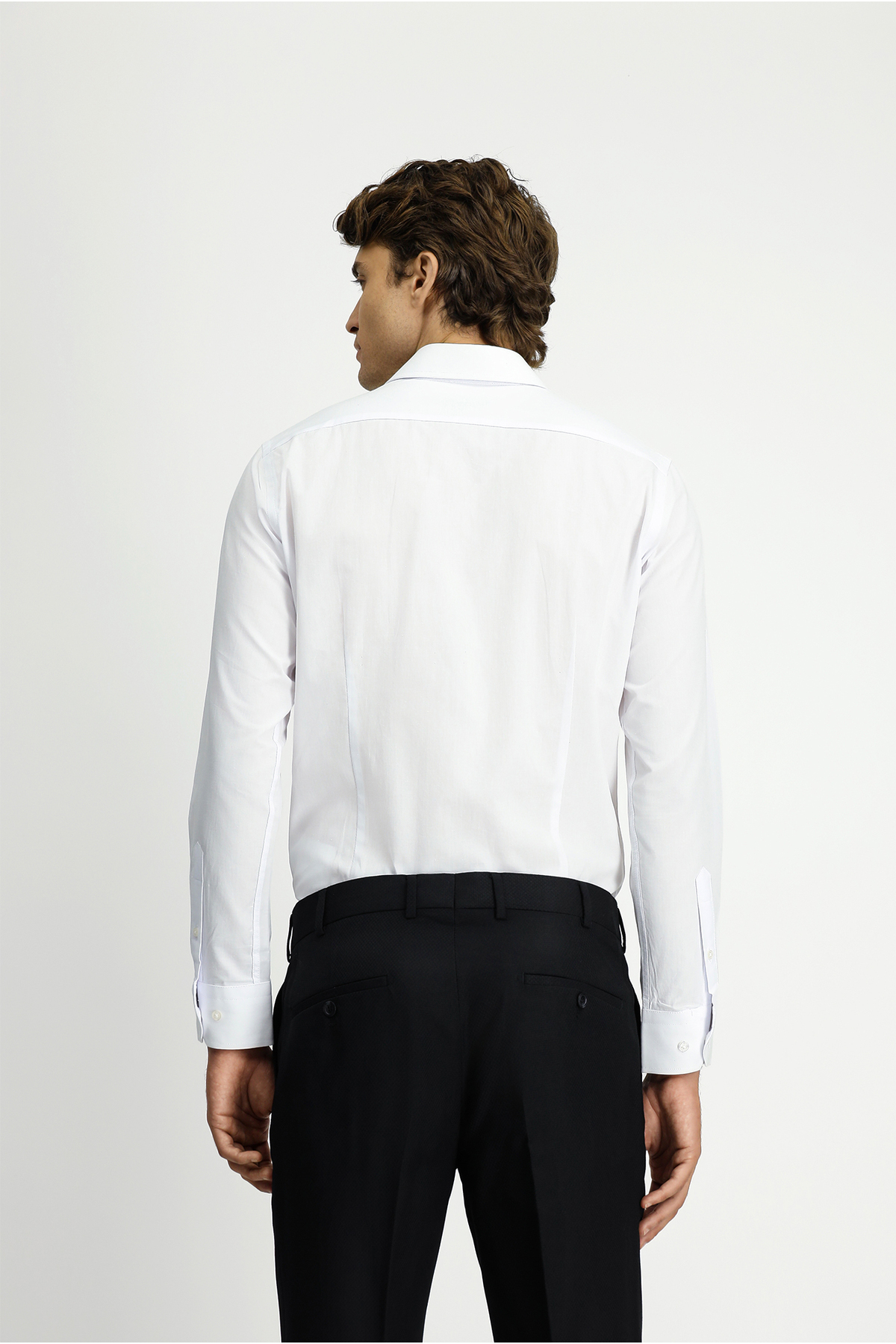 Kiğılı  Uzun Kol Slim Fit Dar Kesim Klasik Pamuk Gömlek - Görsel 5