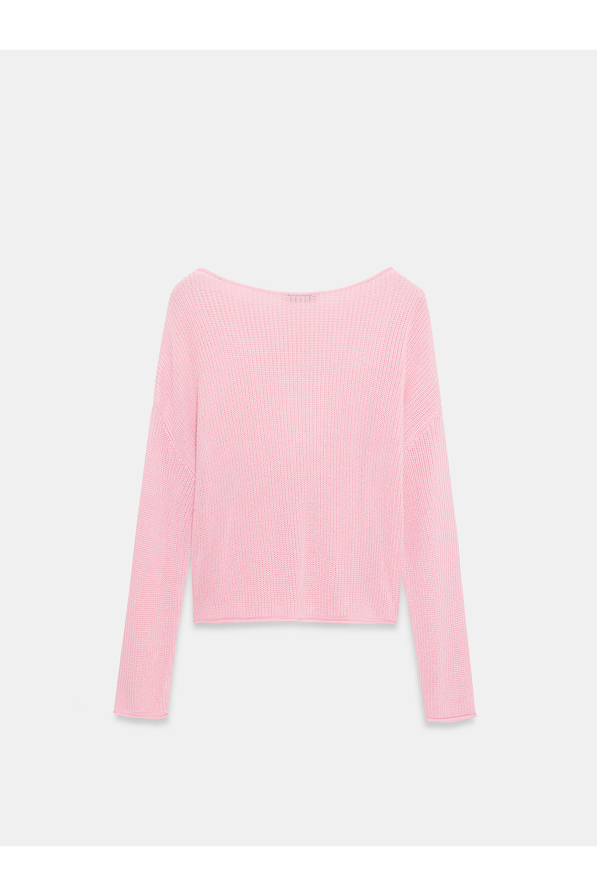Dilvin 10804 Kayık Yaka Dökümlü Kazak-Toz Pembe görsel 6