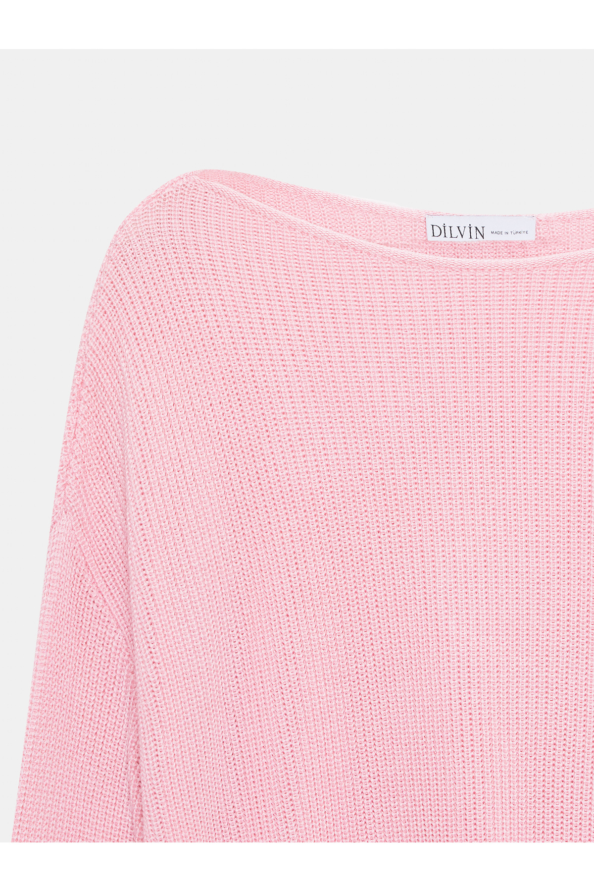 Dilvin 10804 Kayık Yaka Dökümlü Kazak-Toz Pembe görsel 7