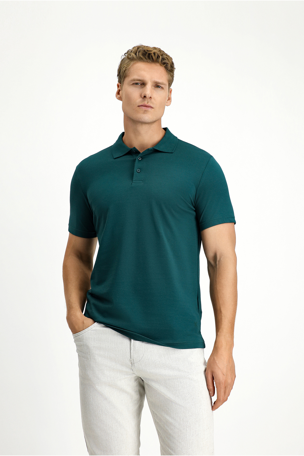 Slim Fit Slim Fit Embroidered Cotton Polo Neck T-Shirt