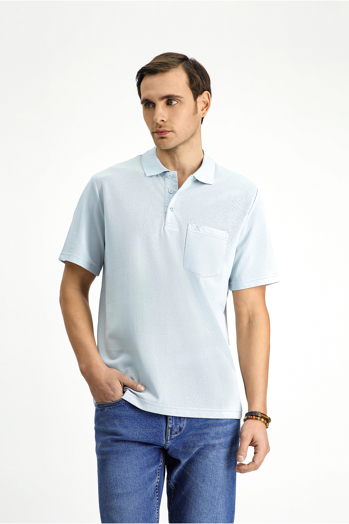 Regular Fit Cotton Plain Polo Neck T-Shirt