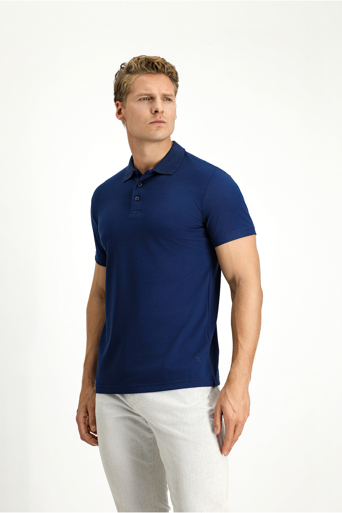 Slim Fit Slim Fit Embroidered Cotton Polo Neck T-Shirt