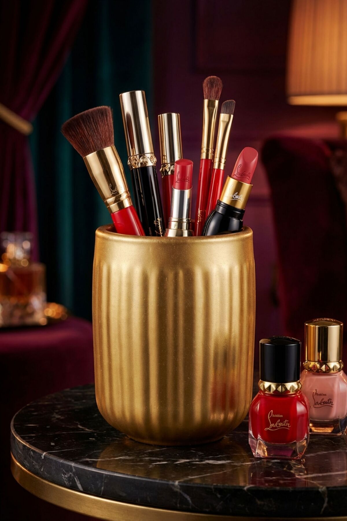 Makeup Organizer Makeup Brush Holder Makeup Organizer Organizer Gold Color Model 11