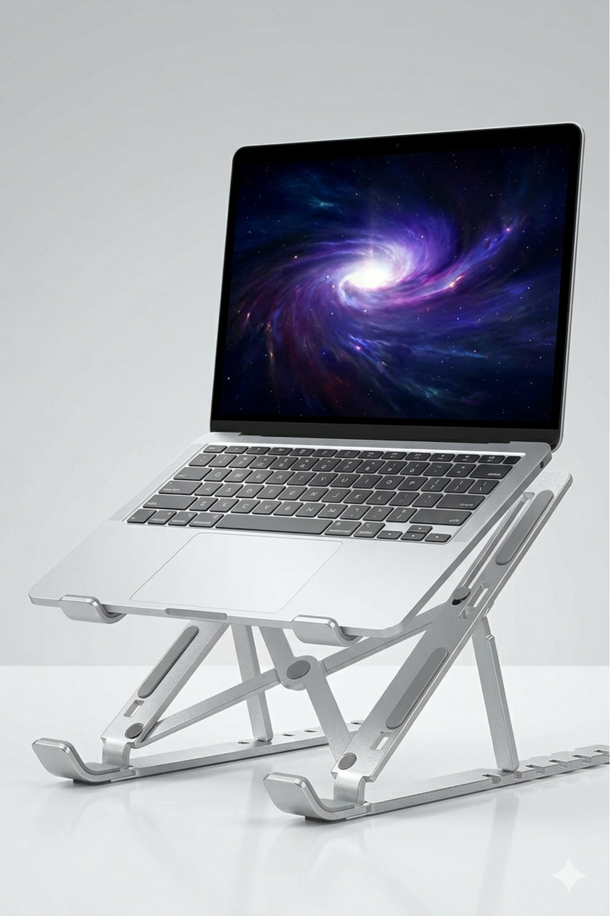 Foldable laptop holder made of aluminum alloys with seven adjustable levels