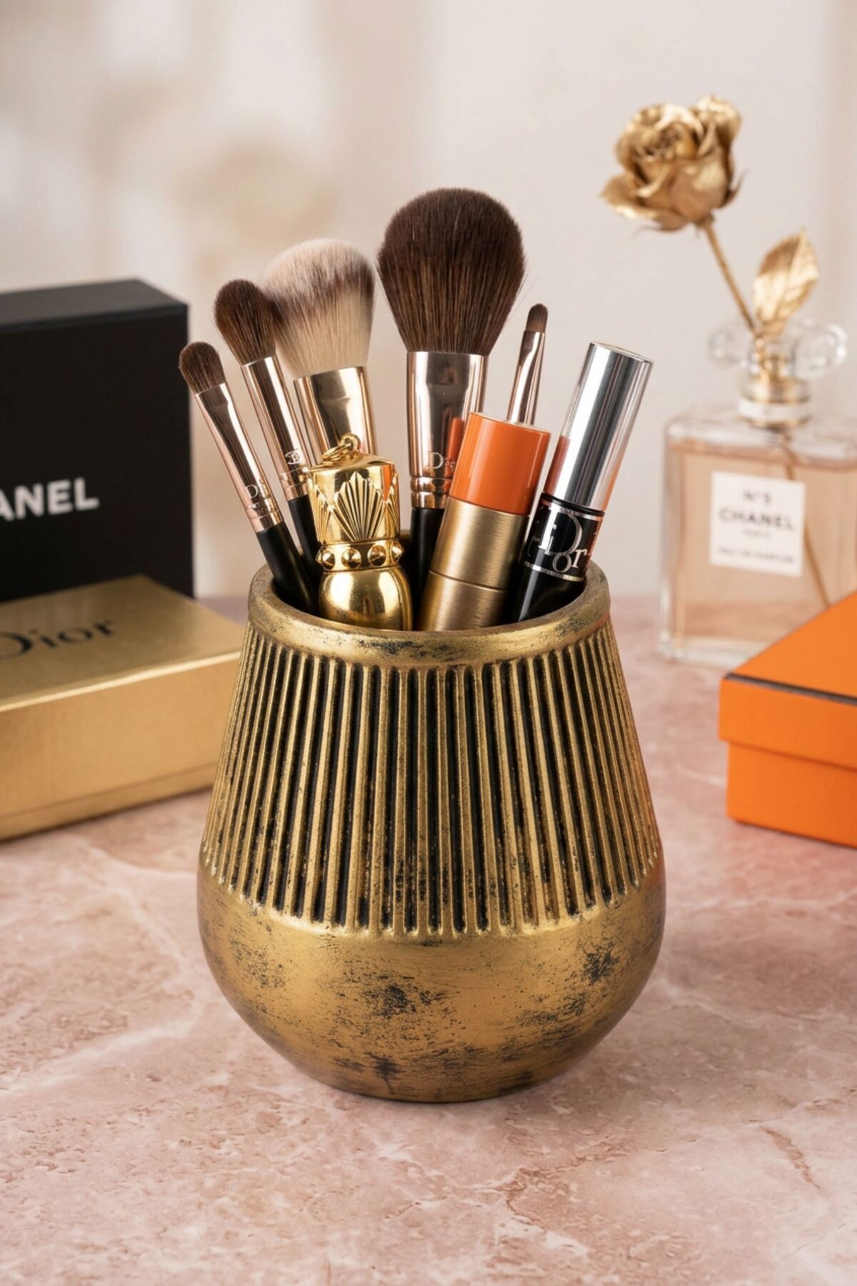 Makeup Organizer Makeup Brush Holder Makeup Organizer Organizer Gold Antique Color Model 88