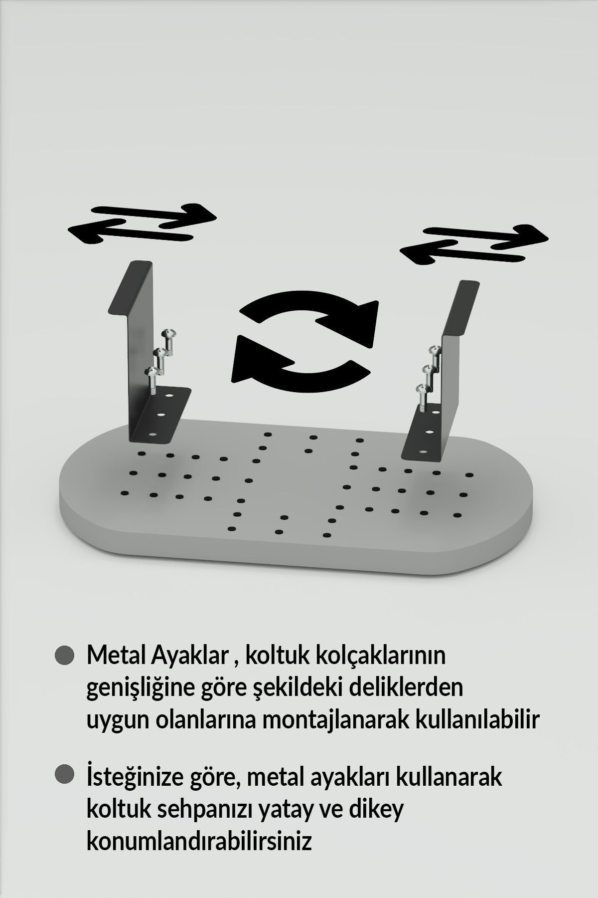 Goldfalez Ayarlanabilir Yan Sehpa Gordion Gri görsel 5