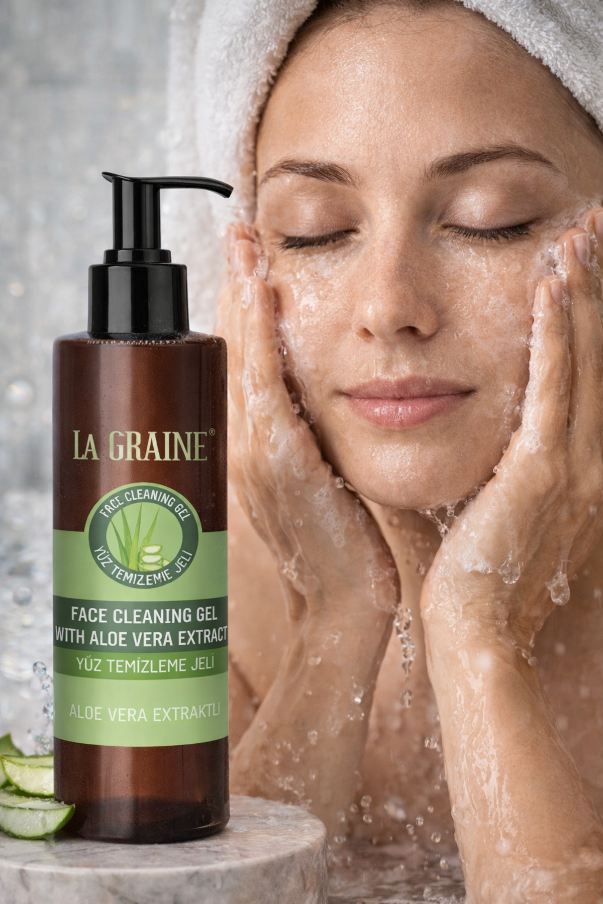 LA GRAİNE ALOE VERA NEMLENDİRİCİ ETKİLİ YÜZ TEMİZLEME JELİ 150ML — MM28-100 — تصویر 3 از 5