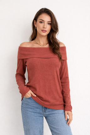 aylinslowbutik bluz madonna yaka yumoş kazak