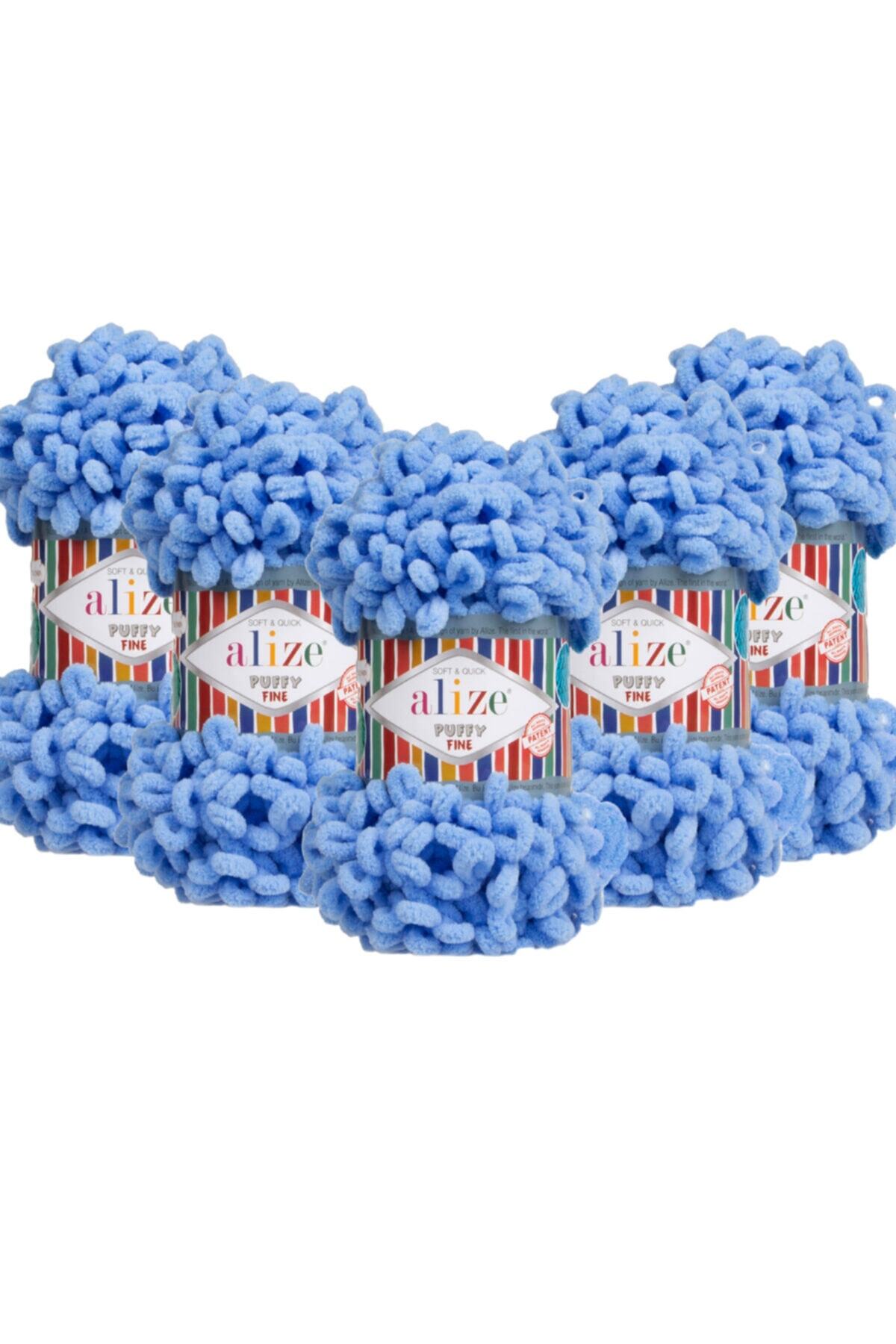 Fine (SMALL LOOP ) Hand Knitting Yarn 5-Pack - 112 Sky Blue - 100 Gr. 14.5 Mt. Finger Knitting Yarn