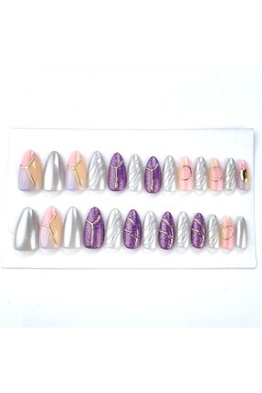 POP Beauty Takma Tırnak Seti & Zararsız Yapıştırıcı, El Yapımı (HANDMADE)