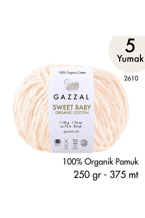 Gazzal Sweet Baby Organic Cotton 2611 El Örgü İpliği 250 gr