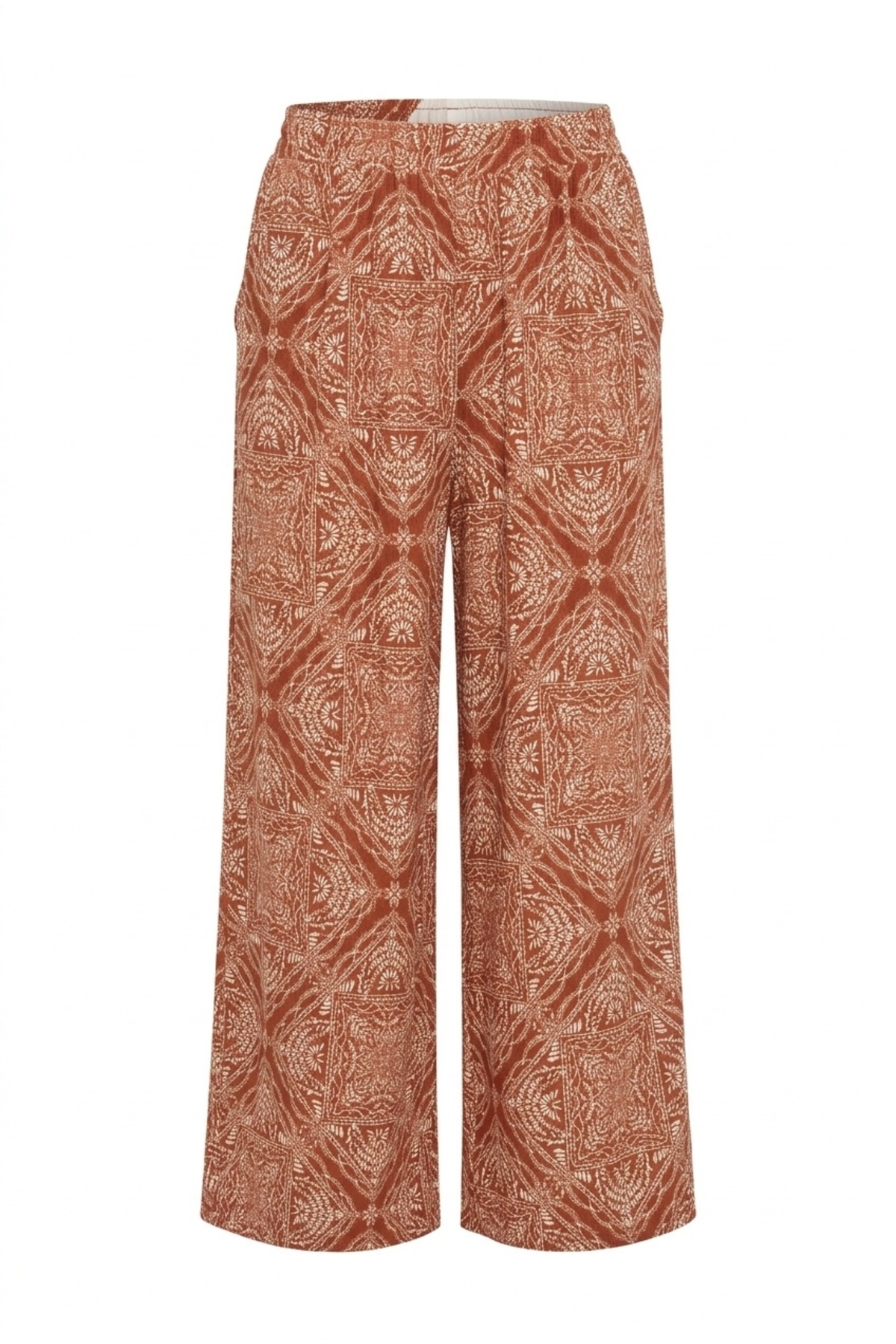 Stil Diva  Büyük Beden Bol Paça Beli Lastikli Cepli Geniş Baskılı Likralı Pantolon 310293 - Görsel 6