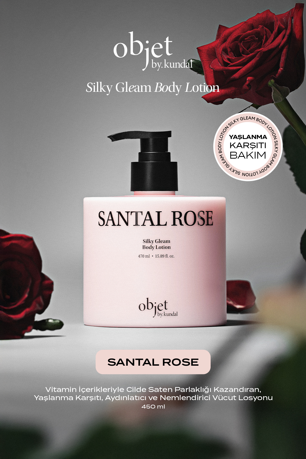 Kundal Yaşlanma Karşıtı Saten Bitişli Vücut Losyonu Silky Gleam Body Lotion (Santal Rose) — 9175