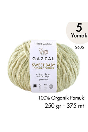 Gazzal Sweet Baby Organic Cotton 2606 El Örgü İpliği 250 gr