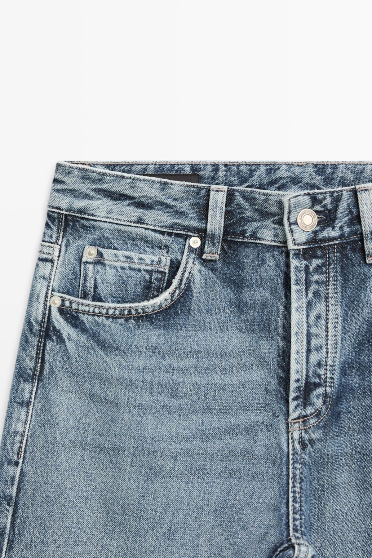 Massimo Dutti  Orta bel geniş paça jean - Görsel 6