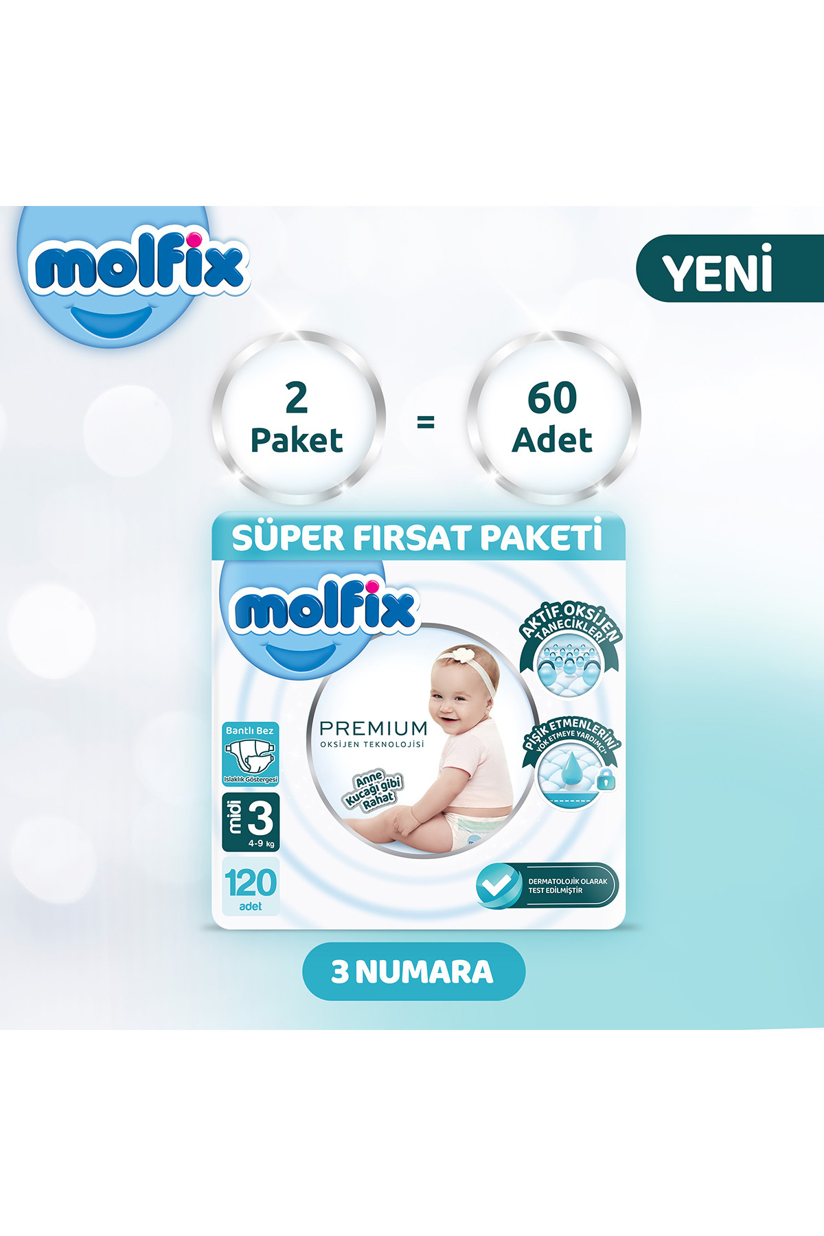 Molfix Premium Süper Fırsat Paketi 3 Beden 120 Adet fotoğrafı 2 (önizleme)