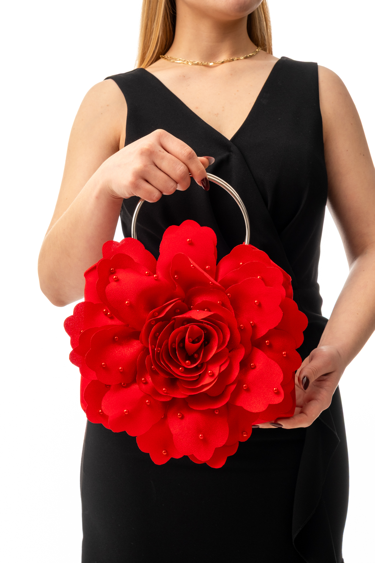PERLA | Faux Pearl Large Flower Design Evening Bag - Special Day Handbag Wedding & Wedding Accessory