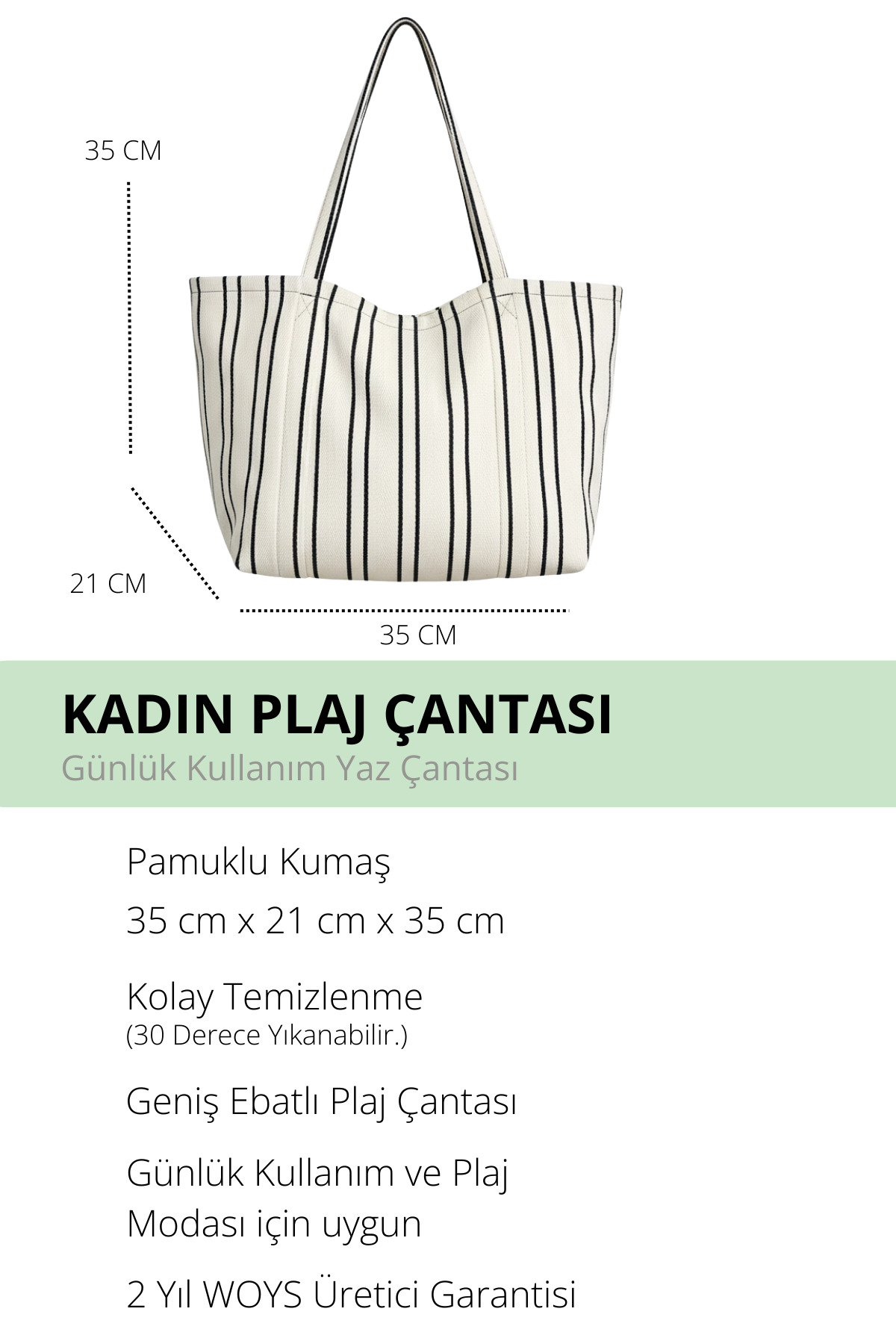 Woys Bags Woys Siyah Çizgili Desen Dokuma Plaj Çantası görsel 3