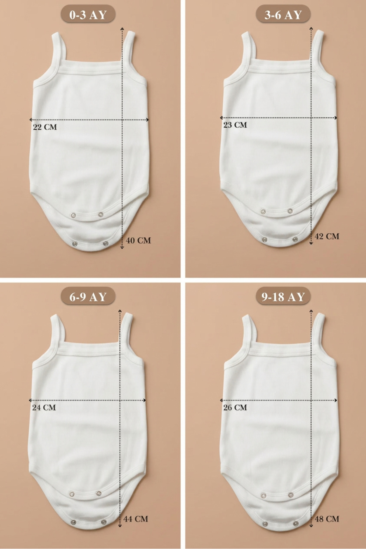 bebeqon %100 Pamuk Askılı Bebek Body 5’li Set Beyaz Çıtçıtlı Zıbın fotoğrafı 6 (önizleme)