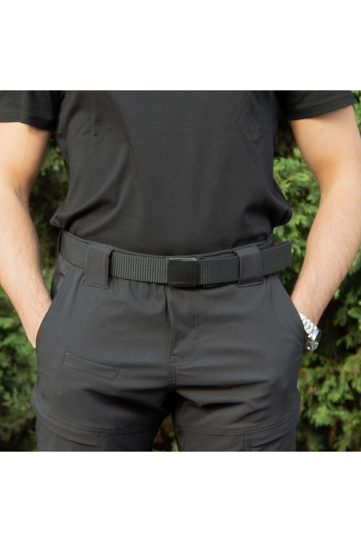 Tactical Outdoor Belt with Locked Plastic Buckle Black
