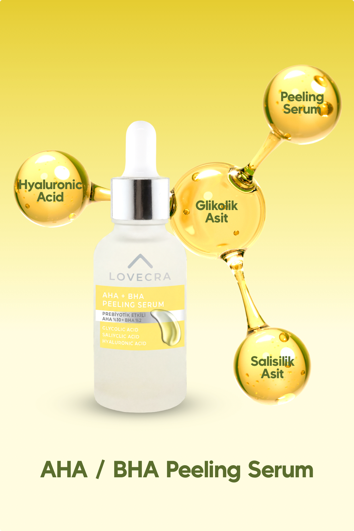 AHA/BHA Peeling Serum Glycolic Acid Salicylic Acid Hyaluronic Acid Derin Cilt Bakım Serumu 30 ml — CİLT-AHBHA — تصویر 3 از 6