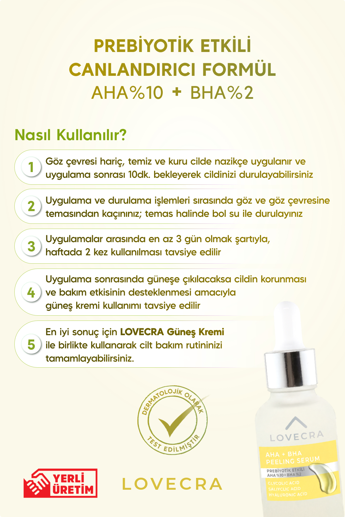 AHA/BHA Peeling Serum Glycolic Acid Salicylic Acid Hyaluronic Acid Derin Cilt Bakım Serumu 30 ml — CİLT-AHBHA — تصویر 4 از 6