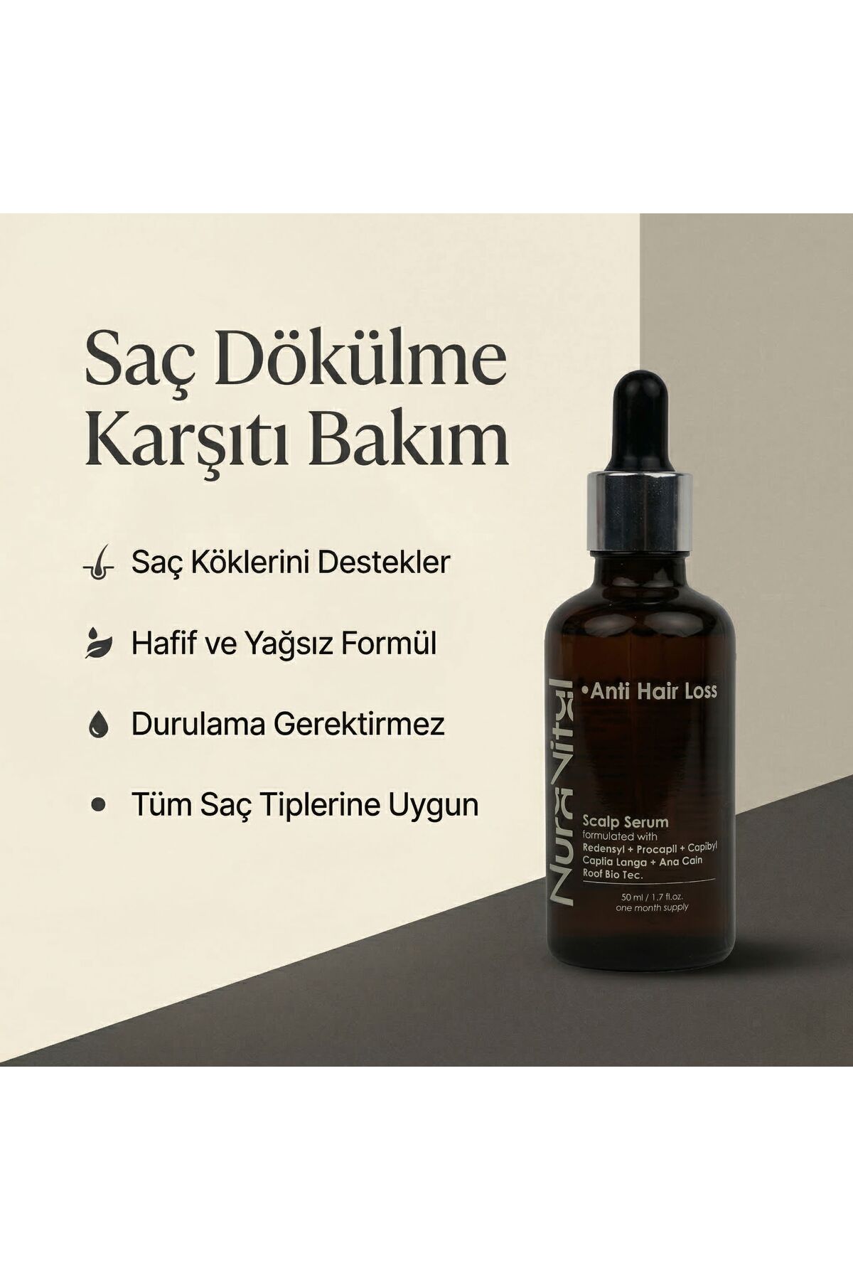 Saç Dökülme Karşıtı Scalp Serum 50 ml | Saç Kökü Güçlendirici Bakım Serumu — NV-SS-01-50