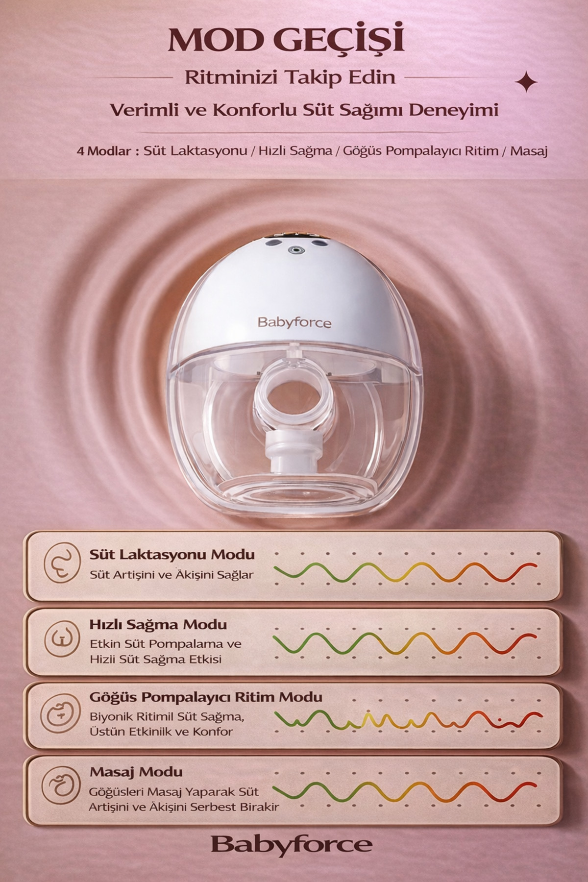 Baby Force H-011 Giyilebilir Göğüs Pompası Tekli | Kablosuz, Sessiz ve Taşınabilir Süt Sağma Makinesi fotoğrafı 4 (önizleme)