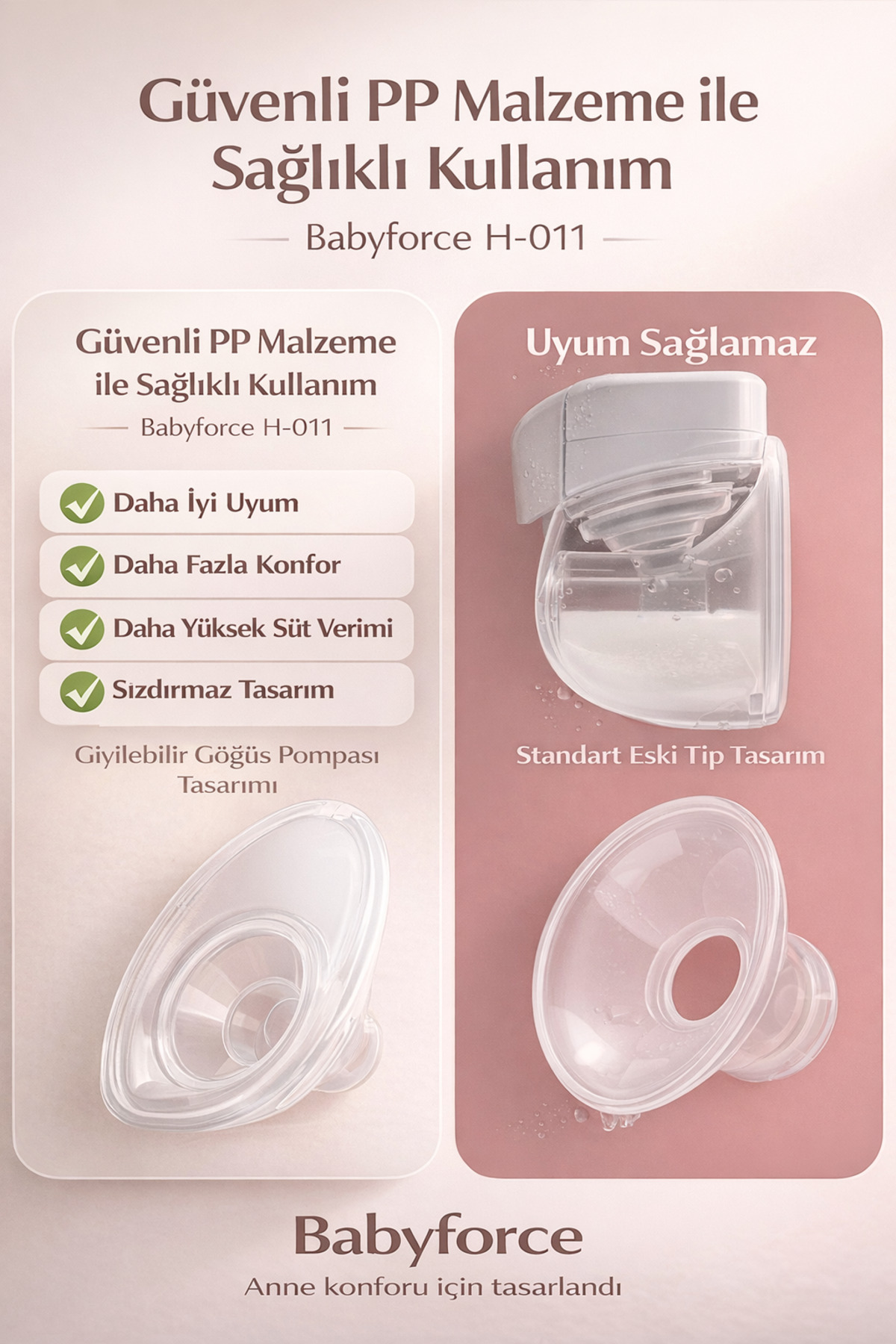 Baby Force H-011 Giyilebilir Göğüs Pompası 2’li Set – Kablosuz, Sessiz, Taşınabilir Süt Sağma Makinesi fotoğrafı 5 (önizleme)