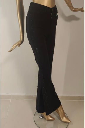 LA CARTE JEANS Yanları Taşlı İspanyol Paça Kot Pantolon