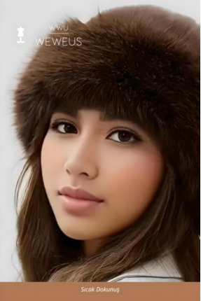 Weweus Kahverengi Tüylü Kürk Görünümlü Kışlık Premium Kadın Şapka