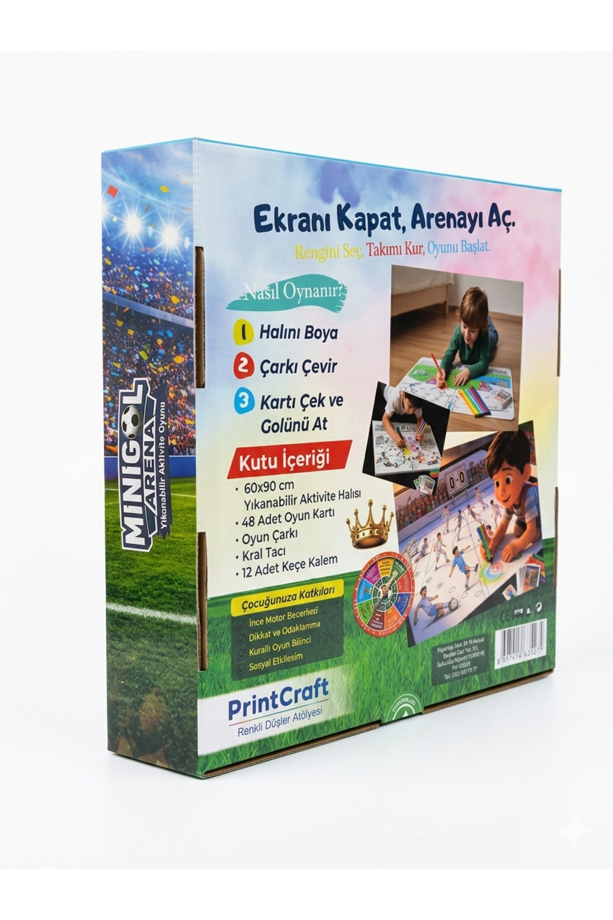 Renkli Düşler Atölyesi Minigol Arena Yıkanabilir Boyama Halısı Oyunu 60x90 cm | 2-4 Kişilik Eğitici Aktivite Oyunu 3-8 Yaş fotoğrafı 2 (önizleme)