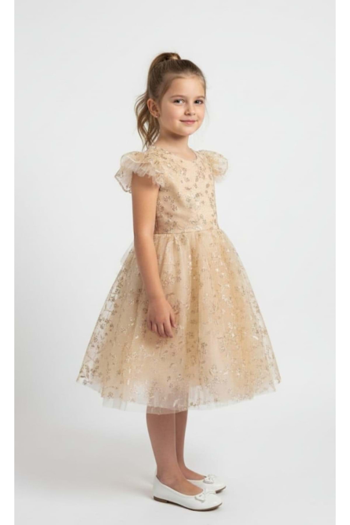 Mnk Baby&Kids Narince Kız Çocuk Abiye Elbise M00778 KREM