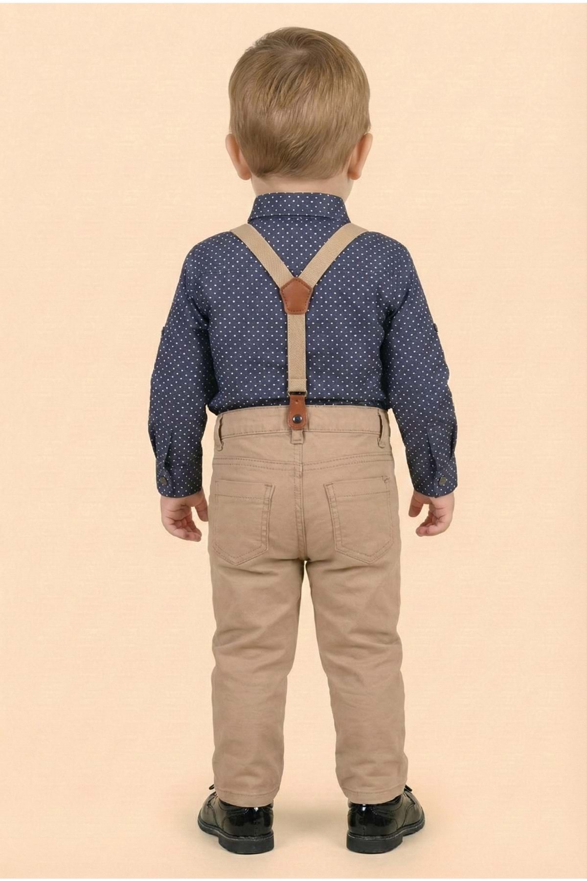 Mnk Baby&Kids Erkek Bebek Askı Papyon Gömlek Pantolon Takım M00785 LACİVERT fotoğrafı 5 (önizleme)