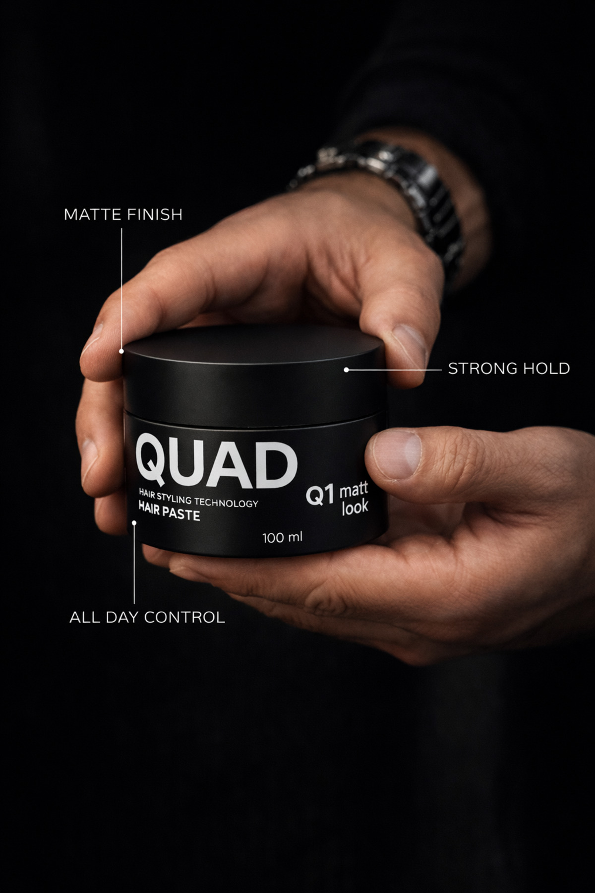 Q1S Matte Look Hair Paste - Mucizevi Tarak - Doğal Mat Görünüm - Hacim - Vegan - Unisex - 100 ml — Q18881 — تصویر 6 از 7