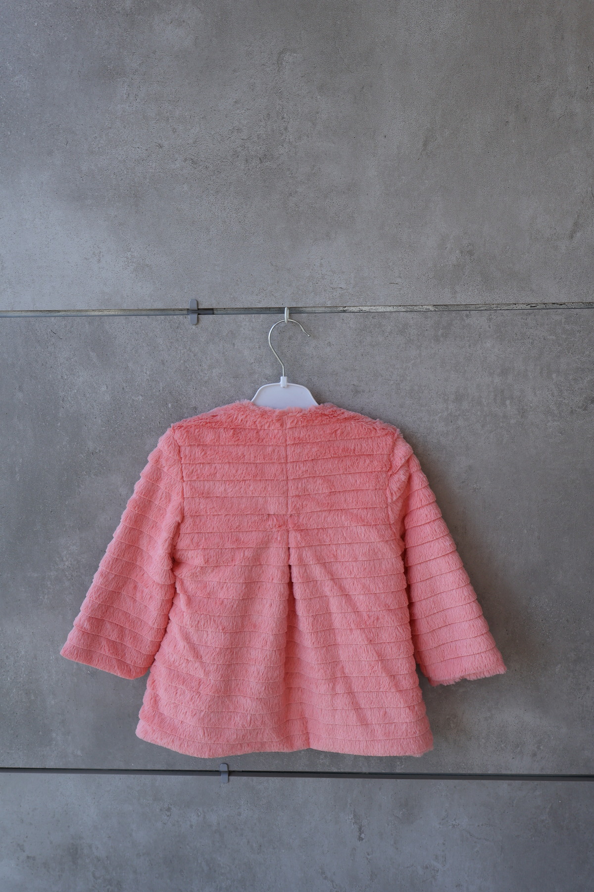 İnce Bebe Kız Çocuk Çizgili Peluş Mont Somon 1-4 Yaş fotoğrafı 7 (önizleme)